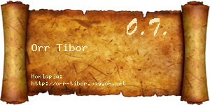 Orr Tibor névjegykártya